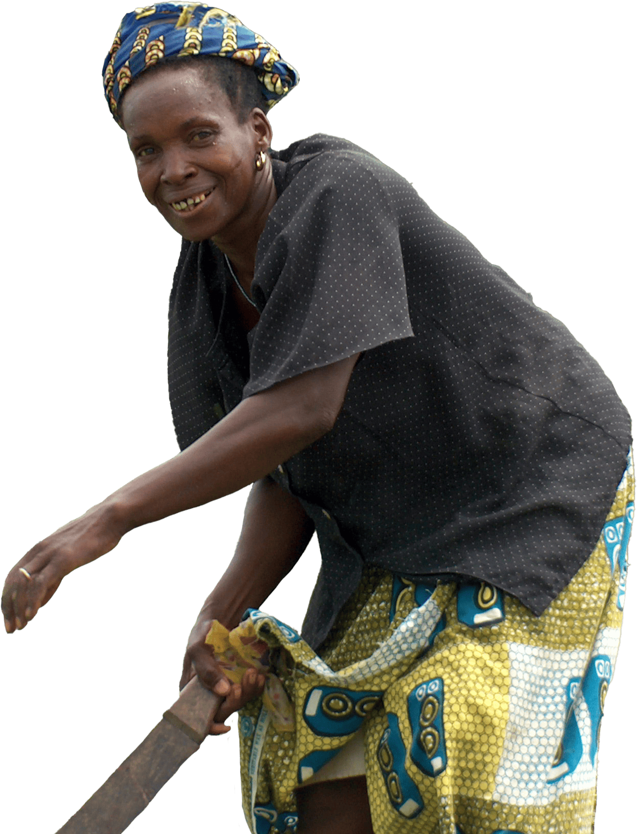 Fröhliche Frau Macht Landwirtschaftliche Arbeit In Afrika